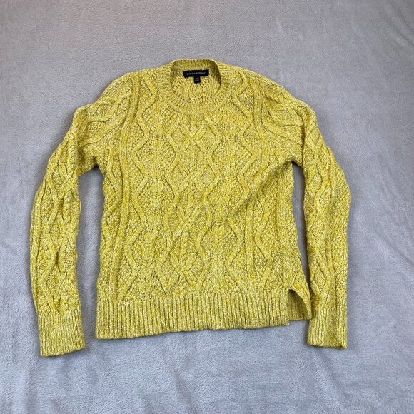 Banana Republic Woman's Cable Knit Sweater XS Yellow Long Sleeve Pullover Soft C - Picture 10 of 10
